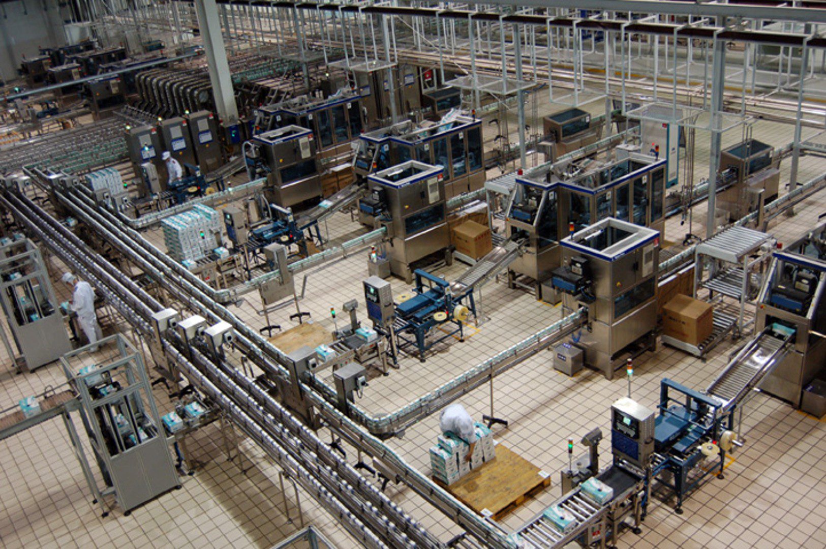 production line with machines